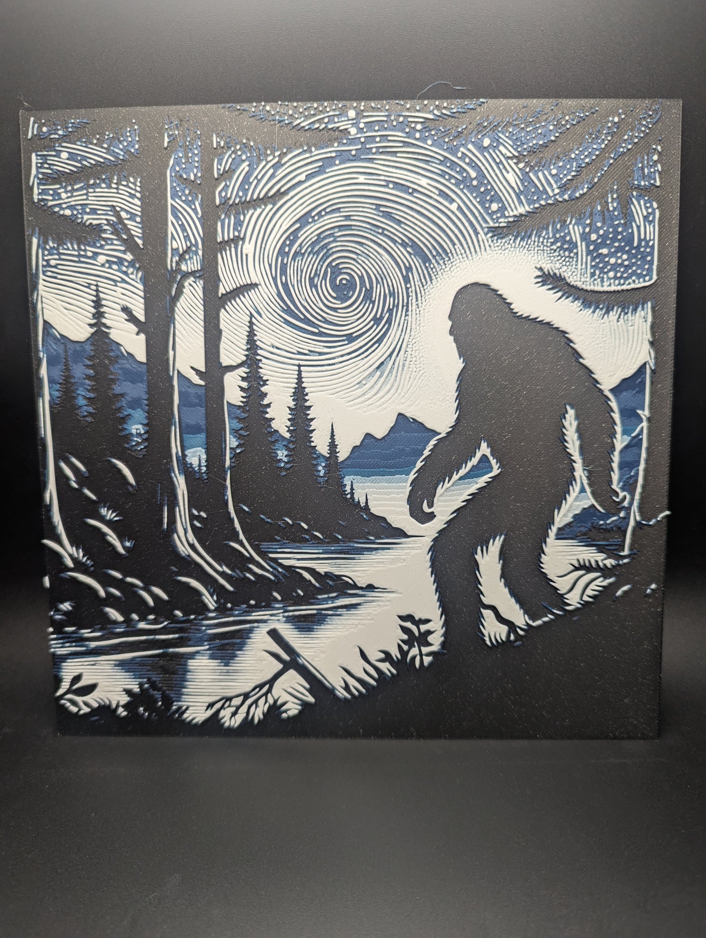 Sasquatch on a stroll Hueforge Wall Art